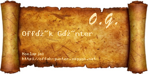 Offák Günter névjegykártya
